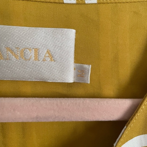 Anthropologie SANCIA Striped Mustard Flutter Sleeve Dress - Picture 4 of 12